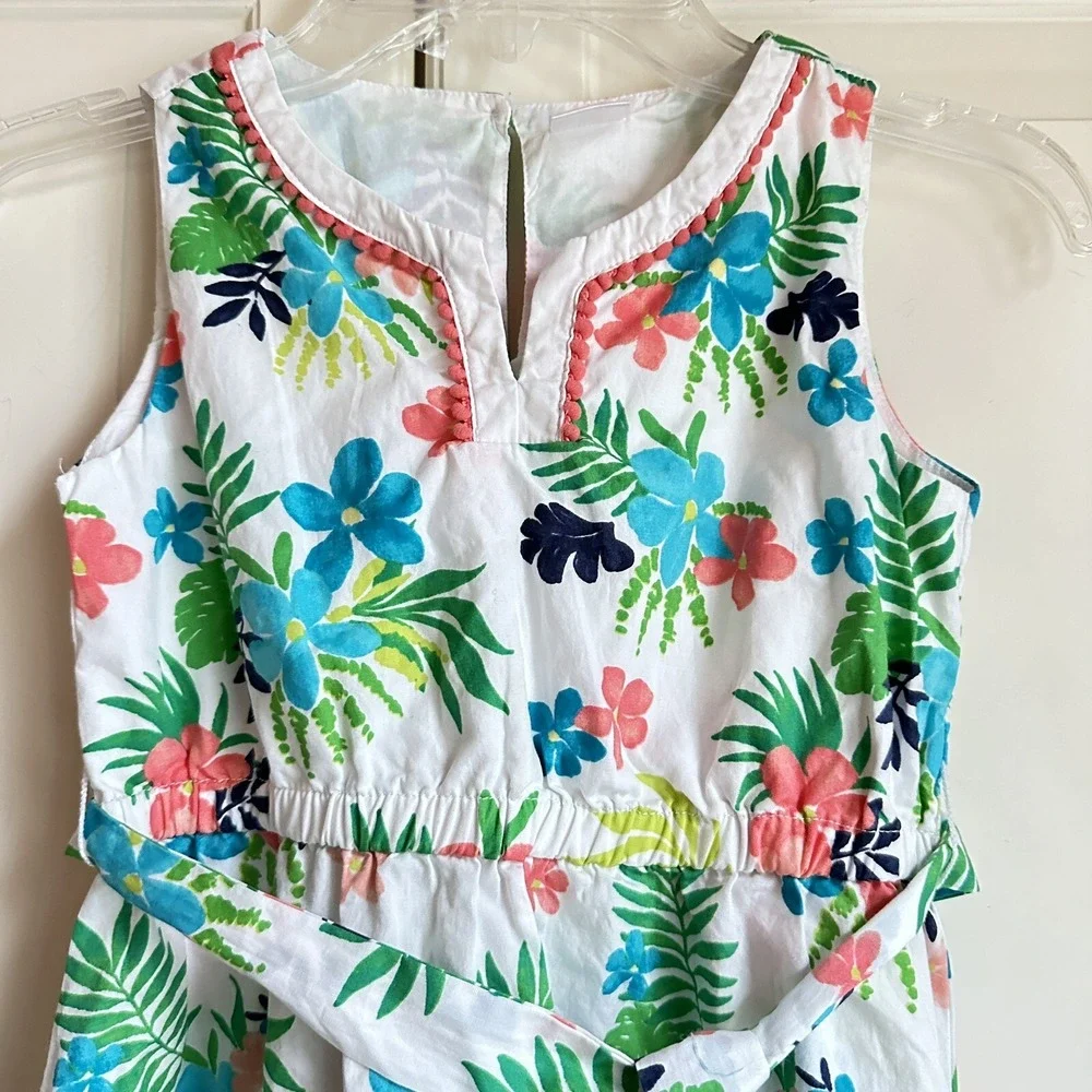 Gymboree Sleeveless Dress‎ Girls 6 Tropical Cotton Green Blue Peach